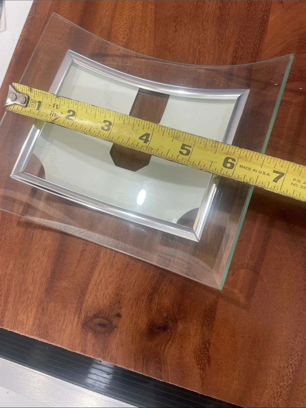 Glass Curved Photo Frame - Clear Silver Accent